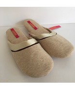 Women&#39;s Slippers House Catherine Malandrino Size L 9-10 Beige W GoldTrim... - $19.68
