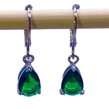 Dangle Earrings 1” (AWO) Green Zircon Gems - £28.58 GBP