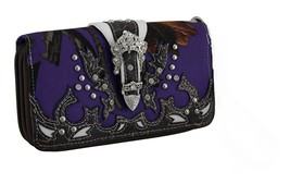 Scratch &amp; Dent Forest Camo Rhinestone Buckle Canvas Wallet Removable Strap - £15.58 GBP