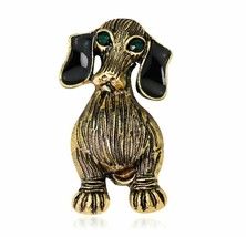 Stunning Gold Plated Vintage Look Classic Puppy Dog Christmas Brooch Cake PIN N3 - £10.61 GBP