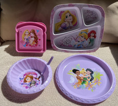 Disney Princesses Tinkerbell Melamine Kids Plates Child Dishes Bowl Food Keeper - £17.63 GBP