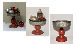 Red Galvanized Metal Tray Riser Stand Cupcakes Trinkets Candles Single or Set - $24.95
