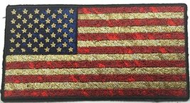 Distressed American Flag Embroidered Patch (5&quot; X 2.75&quot; Distressed Iron/Sew On) - £7.15 GBP