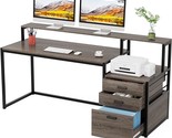 63 Inch Computer Desk With File Drawer Cabinet, Home Office Desks With E... - $427.99
