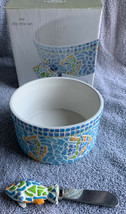 Sonoma One Dip Mix Set WITH SPREADER Mosaic Ceramic Bowl With Fish New - £11.00 GBP