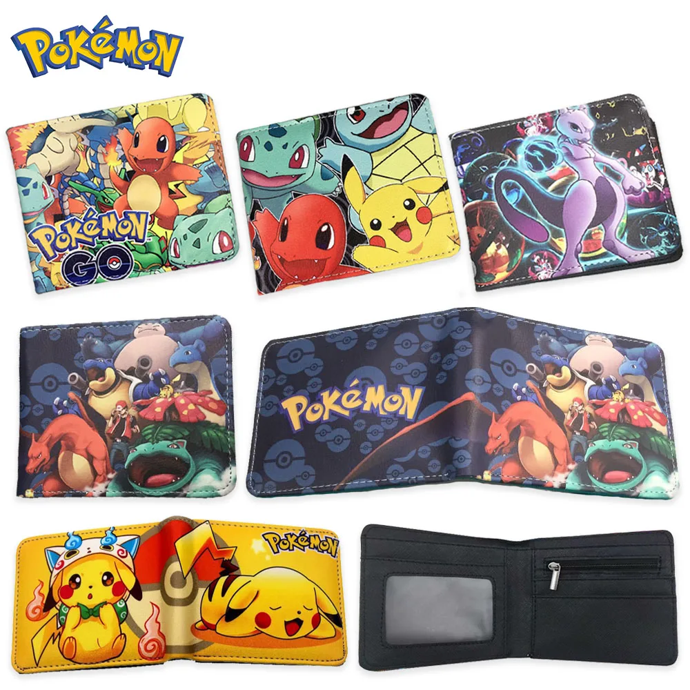 Anime Pokemon GO Wallet Kawaii Figure Pikachu Mewtwo Cartoon Short Coin Purse PU - £12.88 GBP+