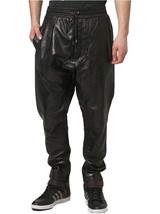 Leather Pants Men Pant Trousers Slim Biker Fit Men&#39;s Jeans Style Real Black 60 - £97.75 GBP