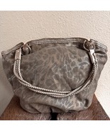 Vintage Cache Gold Leopard Print Oversized Braided Trim Shoulder Bag Ret... - $75.30 CAD