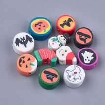 10 Polymer Clay Halloween Beads Assorted Lot 12mm Gothic Jewelry Supplies - £3.15 GBP