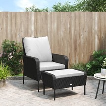  Garden Chair With Footstool Black PE Rattan, Steel Medium - $369.26 CAD