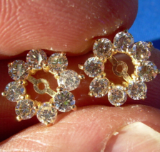 Earth mined Diamond Deco Earrings Jackets Solitaire Studs Enhancers Wraps 14k - £1,879.04 GBP