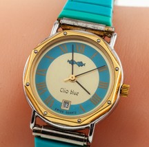Unique! Clio Blue Quartz Watch with Turquoise Stretch Band 34.8gr - $187.59