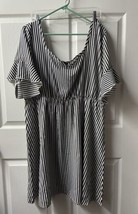 Shein Curve Striped Dress Womens Plus Size 3X Black White Striped Flutter Sleeve - £15.53 GBP