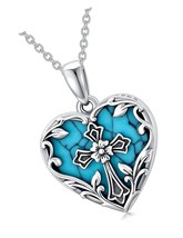Heart Shaped Locket Necklace That Holds 1 Picture 925 - £258.87 GBP