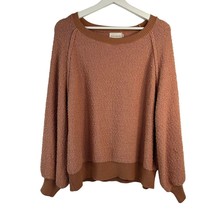 Dreamers Size M/L Pullover Sweater Balloon Sleeves in Dust Coral Popcorn Texture - $28.00