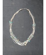 Sterling Silver &amp; Turquoise Nugget 24&quot; Liquid 10 Strand Necklace 42 Grams - $98.12 CAD