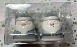 Sleigh Bell Bistro Christmas Santa Claus in Gray Suit Salt &amp; Pepper Shakers New - £12.62 GBP