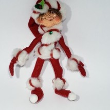 Annalee 6&quot; Poseable Red Peppermint Twist Santa Christmas Elf Stocking Cap 2008 - £11.74 GBP