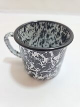 Vintage Black White Swirl Enamelware Marble Graniteware Coffee Cup Mug - $14.20