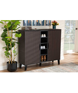 Emmali Two-Tone Dark Brown and Gray 2-Door Shoe Cabinet - $7,648.49 MXN