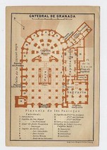 1913 Original Antique Plan Of Cathedral Of Granada / Andalusia / Spain - $24.20