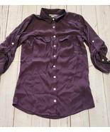 H &amp; M Purple Size 2 Sheer Long Sleeve Button Up Top - £5.96 GBP