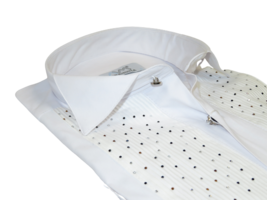 Men CEREMONIA Tuxedo Shirt Rhinestone Cotton Turkey #Milano 13 White Win... - £55.94 GBP