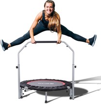 40/48&quot; Foldable Mini Trampoline Max Load 330lbs/440lbs Fitness Rebounder With Ad - £82.77 GBP