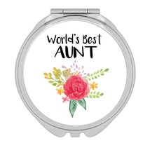 World&#39;s Best Aunt : Gift Compact Mirror Family Cute Flower Christmas Bir... - $12.99