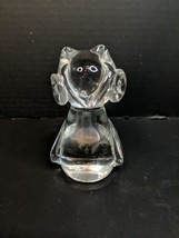 Vintage MCM Clear Art Glass Owl Paperweight Figurine Sculpture Large Eye... - £18.67 GBP