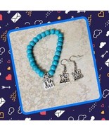 New Adorable “LOVE” Turquoise Bead Bracelet &amp; Earrings Set - $152.31 MXN