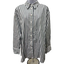 Lane Bryant gray white Striped Collared Button Down Shirt Women&#39;s Plus S... - $437.06 MXN