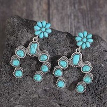 Artificial Turquoise Alloy Dangle Earrings - £6.75 GBP