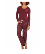 Calvin Klein Women&#39;s 2 Piece Fleece Pajama Set, Maroon Red - £23.38 GBP