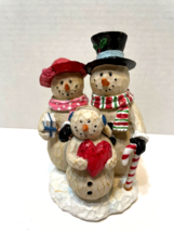 Winter Wishes Snowman Family Christmas Wood Figurine 5 x 3 inches - £13.78 GBP