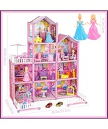 3D Princess Castle Dolls House 4-Story Playset w/ Furniture &amp; Accessorie... - $740.15 MXN