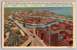 Postcard OH Ohio Cleveland High Level Bridge 1944 Linen Used with Stamp - $4.95