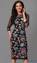 NEW Embroidered Floral Illusion Sheath Dress Size 6 - £55.17 GBP