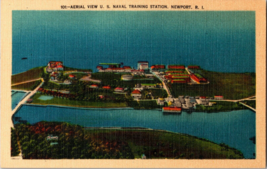 Vtg Postcard U.S. Naval Training Station, Aerial View, Newport, R.I.  Un... - $6.79