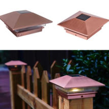 Solar Copper Plated DECK POST CAP LIGHT 4&quot;x4&quot; Garden Patio Outdoor Light... - £10.64 GBP