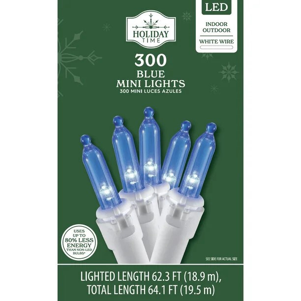HOLIDAY TIME 118-2415-WBLUE 300CT BLUE MINI LED 62&#39; WHITE WIRE - NEW! - $14.98