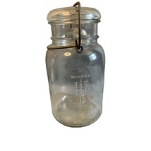 Anchor Hocking Lightning Clear Quart Glass Canning Jar Vintage - £14.00 GBP