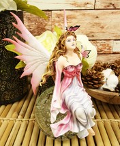 Daybreak Princess Pink Fuchsia Fairy Sitting On Moon Acrylic Bubble Globe Statue - £63.26 GBP