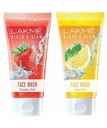 LAKMÉ Blush &amp; Glow Gel Face Wash Strawberry Blast and Lemon Fresh 100g P... - $12.70