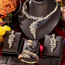 Luxury Ribbon Bowknots African Jewelry Sets For Women Wedding Cubic Zirconia Ind - £178.39 GBP