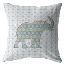 18&quot; Blue Elephant Zip Suede Throw Pillow - £61.08 GBP
