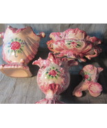 50's Rose Pottery Set Made In Japan, Pottery Vases, 4 Unique Pieces, Planters - $150.00