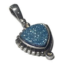 Sajen Sterling 925 Silver Blue Druzy Quartz Pendant - £41.10 GBP