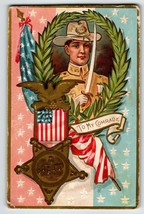 Decoration Memorial Day Postcard US Military Soldier Sword Badge Wreath 1909 - £7.44 GBP