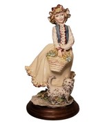 Vintage 1986 A. Belcari Capodimonte Flower Girl W/Cat Italian Figurine  - $561.21 MXN